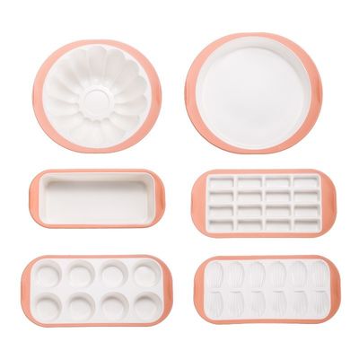 Ensemble de pâtisserie en silicone - 6 PCS Ensemble de pâtisseries antiadhésives empilables avec poignées et cadre renforcé en métal: pâtisserie ronde, pâtisserie carrée, pâtisserie à pain et moules de muffins