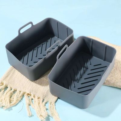 Un bon prix. La friteuse en silicone rectangulaire pour les aliments double, réutilisable la friteuse à air pot de remplacement panier de cuisson panier d'insertion en ligne
