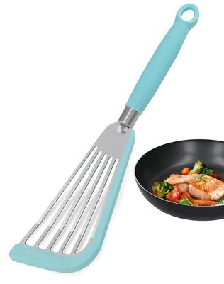 Un bon prix. Spatule à fente Spatule en acier inoxydable flexible avec une bordure souple en silicone Spatule à fente Turner Spatule à fente de poisson en ligne