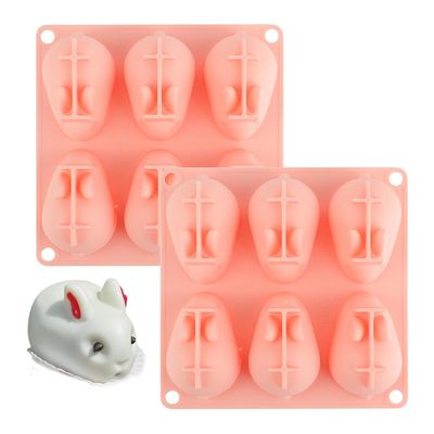 Un bon prix. Moule de cuisson en silicone mini 3D pour gâteau mousse fondant savon crème glacée chocolat bonbon lapin moules 6 cavité en ligne