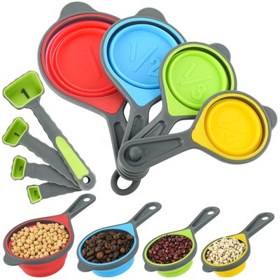 Un bon prix. BAP gratuit Coupe de mesure pliable en silicone douce Cuillères à mesurer Outils de cuisine en silicone Outils de voyage Coupe de mesure en ligne