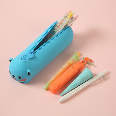 Un bon prix. Cute Animal Casse crayon en silicone organisateur sac de rangement imperméable cosmétique Fermeture à glissière sac en ligne