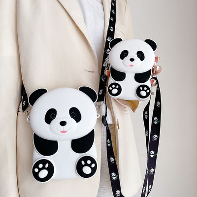 Un bon prix. Panda Durable Compact Sac à pièces en silicone avec fermeture à glissière Sac à épaule en corps croisé Sac à monnaie portefeuille Sac de bureau scolaire en ligne