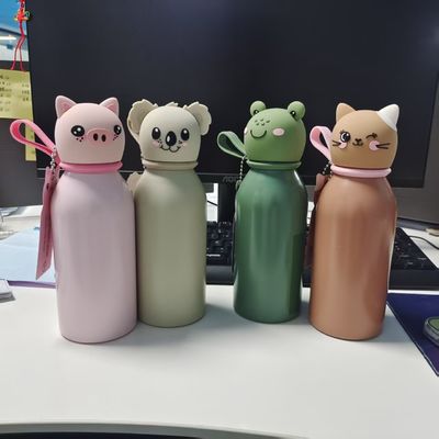 Un bon prix. 16oz Eco-Friendly Insulated Stainless Steel Water Bottle with Cute Removable Animal Head for Kids and Teens en ligne