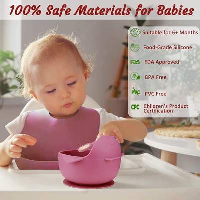 Un bon prix. La vaisselle lavable de silicone de filles a placé insipide réutilisable de bavoir de rose en ligne