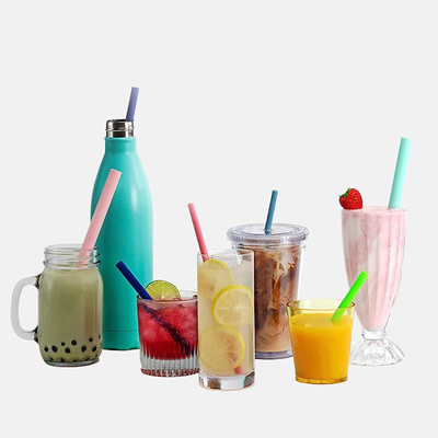 Un bon prix. Multicolore inoffensif de cocktail de silicone de pailles lavables de Smoothie en ligne