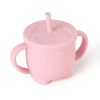 Tasse inodore de bébé de produit de cuisine de silicone de LFGB avec des poignées étanches