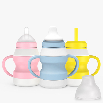 Biberon de bébé inodore de silicone forme transparente étanche de pyramide