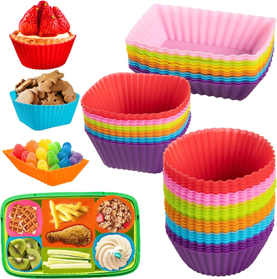 Un bon prix. Diviseurs de boîtes de déjeuner en silicone, diviseurs de boîtes Bento colorés, doublures de gâteaux en silicone, accessoires de boîtes Bento réutilisables en ligne