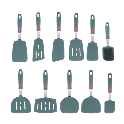 11pcs Spatula en silicone Turner Utilisateurs de cuisine en silicone Utilisateurs de cuisine Utilisateurs de cuisine Spatulas pour les œufs de crêpe poisson