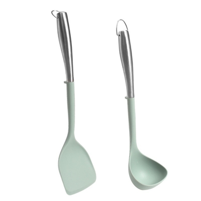 Un bon prix. Utilisateurs de cuisine en acier inoxydable en silicone Utilisateurs de cuisine en acier inoxydable en silicone 2 pièces Utilisateurs de cuisine en silicone avec spatule, cuillère en ligne