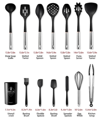 Un bon prix. Ensemble d'ustensiles de cuisine 14pcs Ensemble d'ustensiles de cuisine antiadhésifs Appareils de cuisine avec poignée en acier inoxydable Gadgets de cuisine en ligne