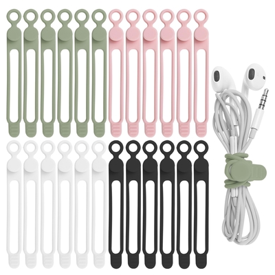 Un bon prix. Organiseur de gestion de câbles en silicone Organiseur de câbles élastiques polyvalent pour le regroupement et la fixation de câbles en ligne