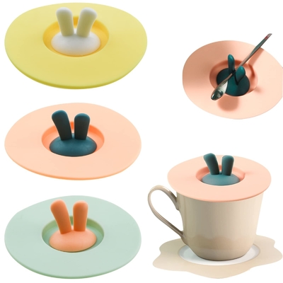 Un bon prix. Couvercles de tasses en silicone de qualité alimentaire oreille de lapin couvercle de tasse en silicone anti-poussière étanche à l'air tasses de thé tasses chaudes couvercle tasse de café en ligne