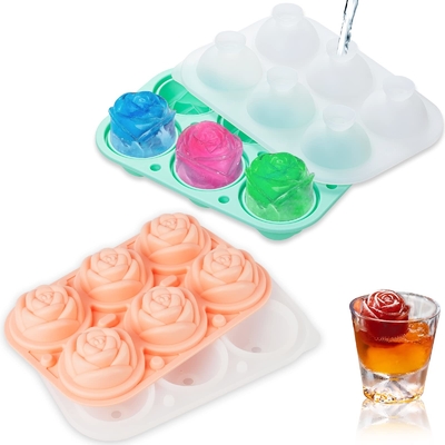Moules de glaçons en silicone pour cocktails Whiskey XL Rose Flower Moule de glaçons en rose pour plateau de savon au chocolat Moule de fête en silicone
