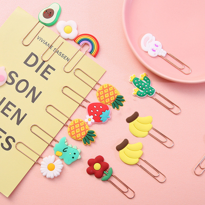 Cute dessins animés de silicone marque-pages avec des pinces à papier colorées pour les enfants