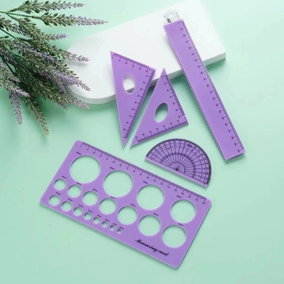4 pièces ensemble 12 pouces droit / triangle règle flexible Mathématiques Outil de géométrie pour les enfants de bureau de la classe scolaire