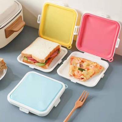 Stockage de sandwich en silicone avec débranchage, boîte à sandwich pour le déjeuner, sans BPA, étanche, porte-sandwich en plastique réutilisable