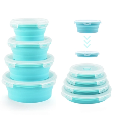 Un bon prix. Des bols pliables pour le camping Un ensemble de 4 conteneurs de stockage de nourriture en silicone avec couvercles en ligne
