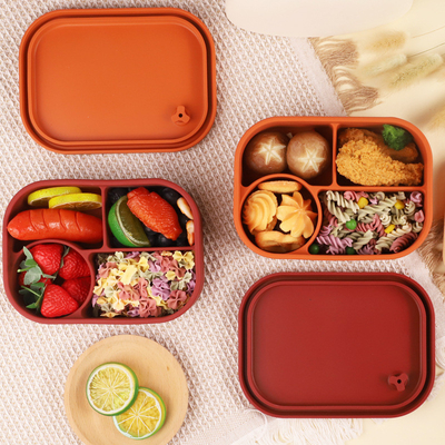 Boîte à repas en silicone congélateur à micro-ondes et lave-vaisselle Contenant alimentaire sûr avec compartiments Boîte à repas en silicone sans BPA