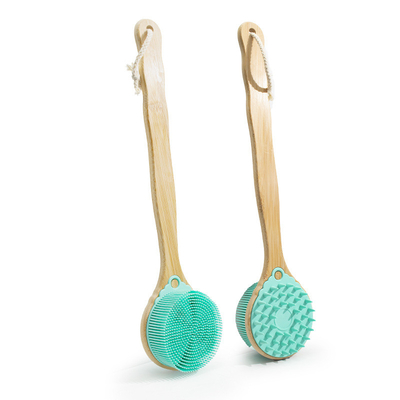 Lavéteur de corps en silicone à poignée longue Lavéteur de dos exfoliant à double face pour douche de bain sèche et humide