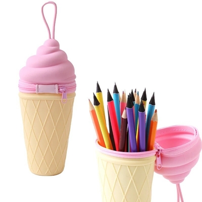 Un bon prix. Cute crème glacée crayon de silicone Casse crayon poche de papier à en-tête porte-crayon pour les élèves fournitures scolaires cadeau de Noël en ligne