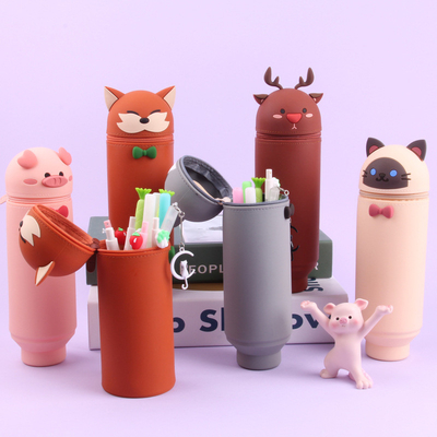 Un bon prix. Polyvalent porte-crayons en silicone 2 en 1 sac facile à nettoyer fournitures de bureau scolaires enfants papeterie pour cadeau de Noël en ligne