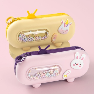 Un bon prix. Cute porte-crayons en silicone Pour les filles Les garçons sac à crayons Poche de fournitures scolaires en ligne