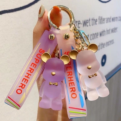 OEM Bienvenue Cute Diamond Bear Keychain Kawaii Keychains Poignet de la ceinture de poignet Lanyard