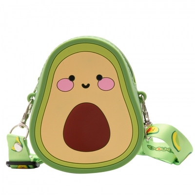 Un bon prix. Cartoon Avocado Silicone pièces portefeuilles mignons sac à main casque sac de maquillage et de cheveux accessoires sac amusant jouet sac à main épaule en ligne