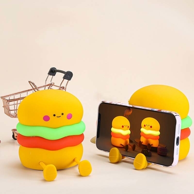 Un bon prix. Lumière de nuit pour les enfants Cute lampe de hamburger de silicone pour les filles garçons chambre à coucher squishy en ligne