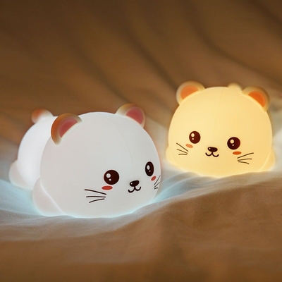 Lumière de nuit pour les enfants Cute silicone chiot Lumière de nuit avec 2 niveaux de luminosité 7 couleurs Kawaii lampe tactile Pour la chambre