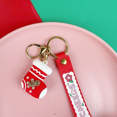 Un bon prix. Cute sac de silicone de Noël pendentif porte-clés doux Kawaii voiture porte-clés charmes pour les femmes les hommes cadeaux de Noël anniversaire enfant en ligne