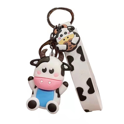 Des clés personnalisées en silicone 3D pour vaches et animaux, des porte-clés pour portefeuille et sac à dos.