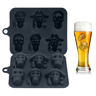 Plateau à glaçons en silicone 3D Crâne Moule de glace 2Pack facile à libérer Pour les cocktails de whisky et les boissons au jus