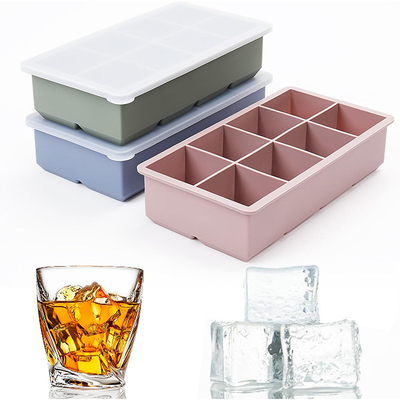 Facile à nettoyer plateaux de glaçons en silicone rose couvercle anti-fuite sans BPA Grande taille Idéal pour les cocktails Whiskey aliments pour bébés
