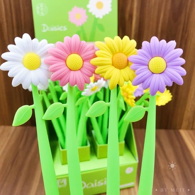 Un bon prix. Plume d'écriture fluide, 12 pièces d'encre noire de 0,5 mm en forme de fleur en boule de roulement, stylos à encre en gel mignon pour fournitures de bureau pour élèves et écoles (fleur) en ligne