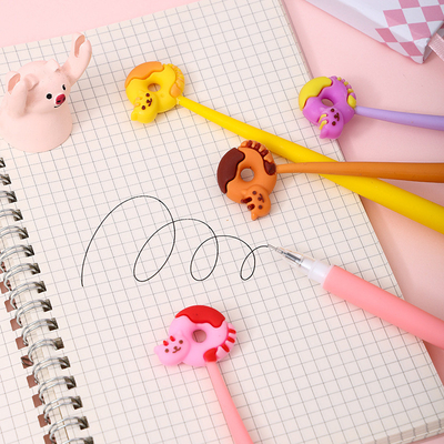 Un bon prix. Cute dessin animé Silicone Gel Encrier Pins dessin animé Animal écrire Pins 0,5 mm styles assortis Pins Papeterie pour le bureau Présent en ligne