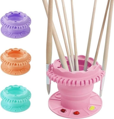 Nettoyeur de pinceau - Nettoyeur de pinceau de peinture en silicone pliable Rincer la tasse avec palette et 40 porte-brosses pour la peinture extérieure en salle de classe