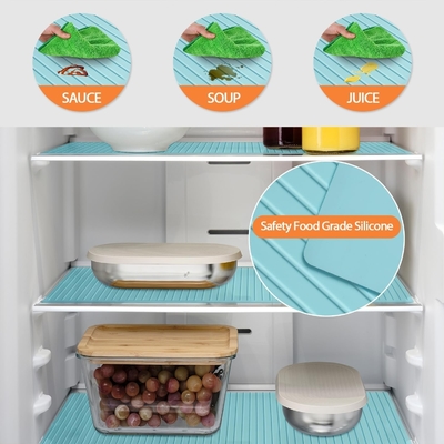 Un bon prix. Couvertures de réfrigérateur en silicone réutilisables Lavables, tapis de garde-manger antidérapants pour l'organisation de la cuisine, protecteurs d'étagères imperméables à l'eau et à l'huile pour les armoires, les tiroirs et les étagères en verre en ligne