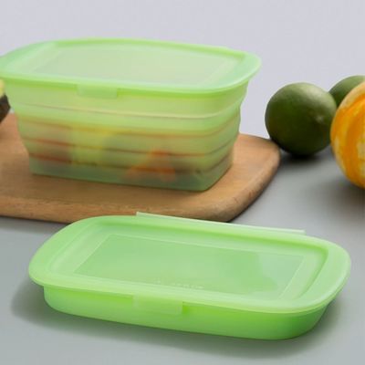 Boîte à lunch carrée en silicone pur – 100 % de qualité alimentaire, sans BPA, étanche, conteneur réutilisable allant au micro-ondes et au congélateur pour la préparation des repas, le déjeuner au bureau, les collations des enfants, le camping et le stockage des aliments respectueux de l'environnement