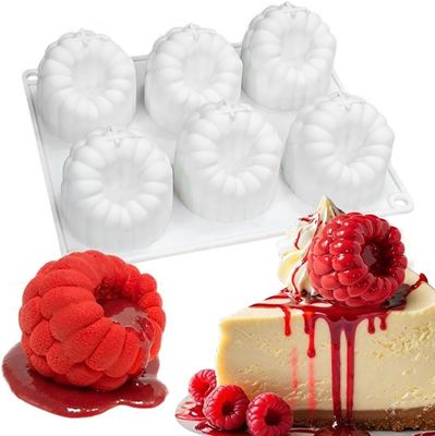 6 trous framboises mousse moule de gâteau de qualité alimentaire moules en silicone pour la cuisson 3D framboises Pudding gâteaux moule en silicone dessert moules de chocolat Rubus gâteau de fruits outils de décoration moule de cuisson antiadhésif