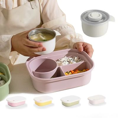 Un bon prix. Ensemble de déjeuner en acier inoxydable et en silicone de qualité supérieure pour enfants et familles Combo 4 en 1 avec boîte de bento, bouteille, tasse à collation et couverts pour animaux en gros en ligne