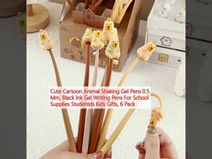Cute animé animal tremblement crayons de gel 0,5 mm, crayons d'encre noire pour les fournitures scolaires étudiants cadeaux pour enfants, 6 packs