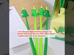 Cute Dinosaur Black Ink Pens,Cartoon Fun Kawaii Writing Gel Pens Pour Les Enfants fournitures scolaires de bureau,16 pièces